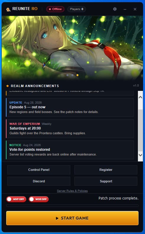 Skin patcher Elurair dengan UI menegak