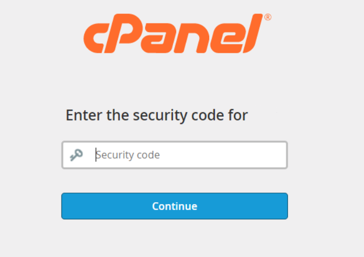 login cpanel security code