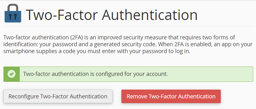 success configure two factor authentication