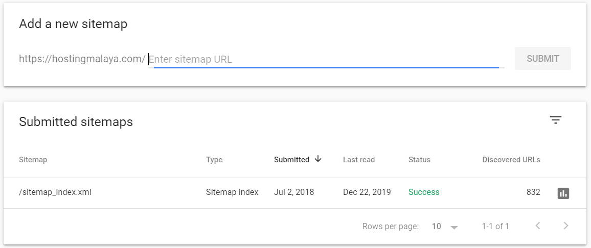 add new sitemap google search console