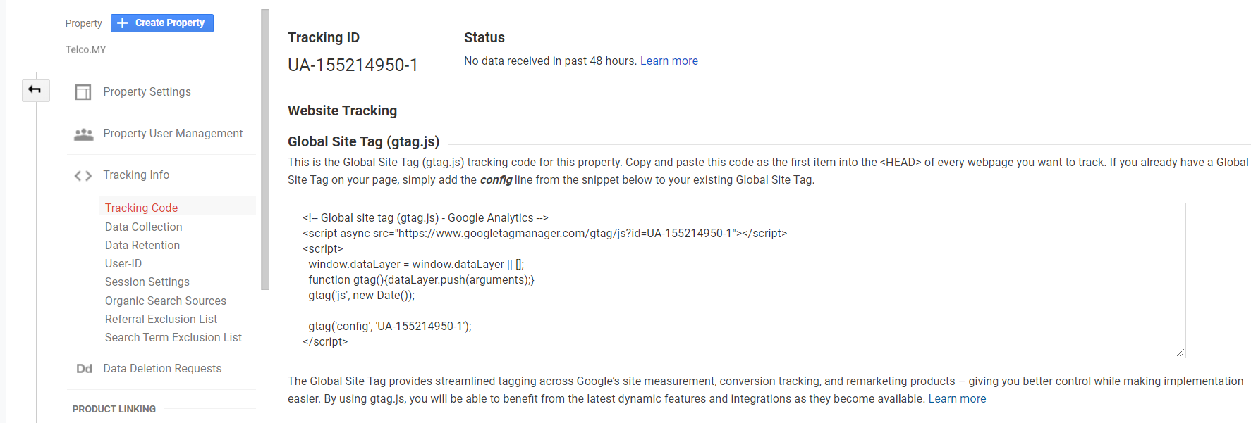 tracking id google analytics