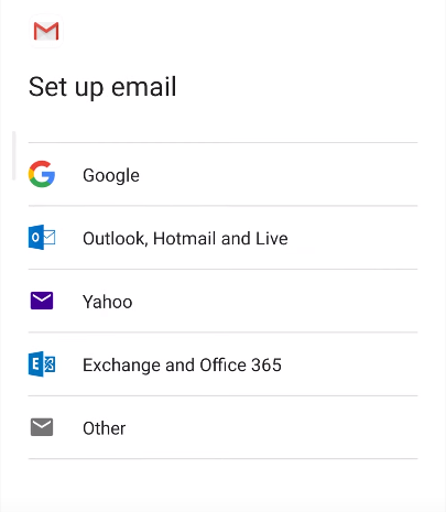 setup other email android
