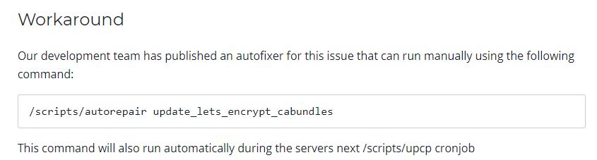 workaround cpanel ssl lets encrypt